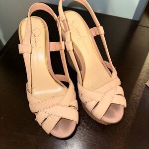 Jessica Simpson Women's Pink Strappy Sandals high wedge size 7 or 37